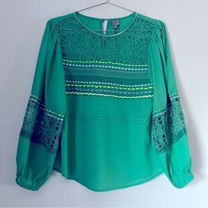 Anthropologie Bl^nk London Sunshine Peasant Lace Embroidery Vibrant Blouse Chic